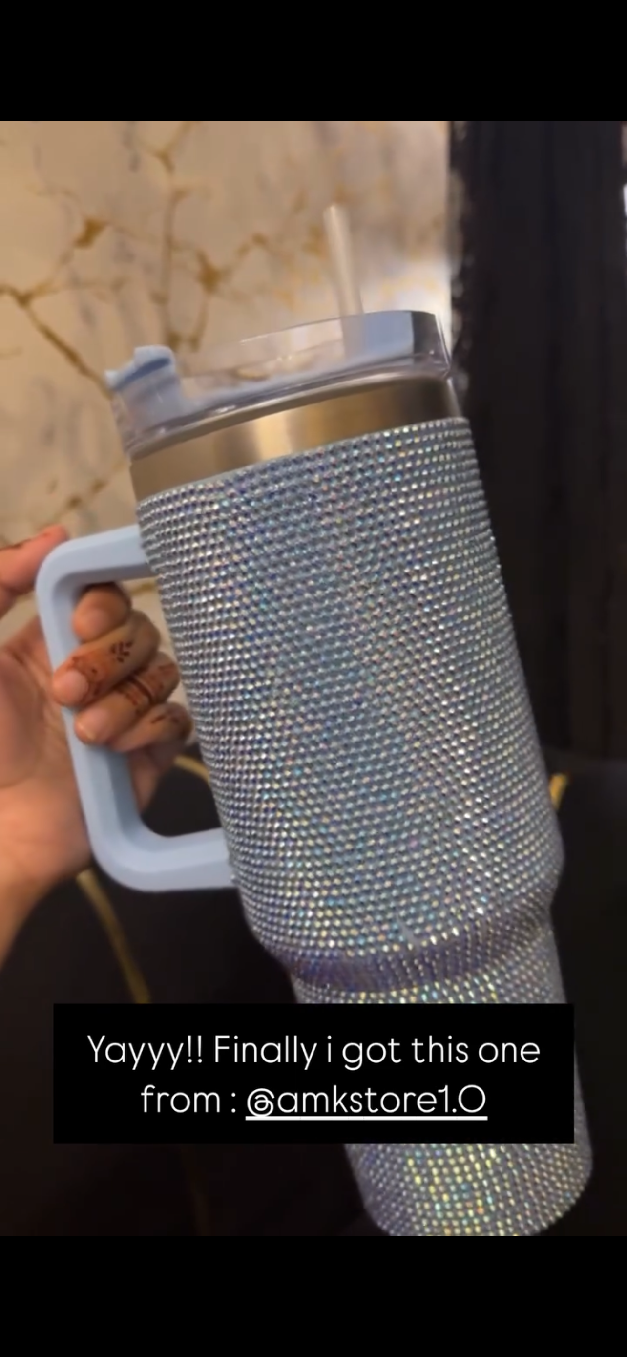 Rhinestone Tumbler 40z Blue