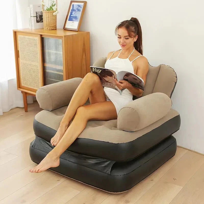 Modern UAE Fabric Inflatable Lazy Sofa Chair Comfortable Air Cushion Mattress Relaxation Water Park Suitable Inflatable Air
