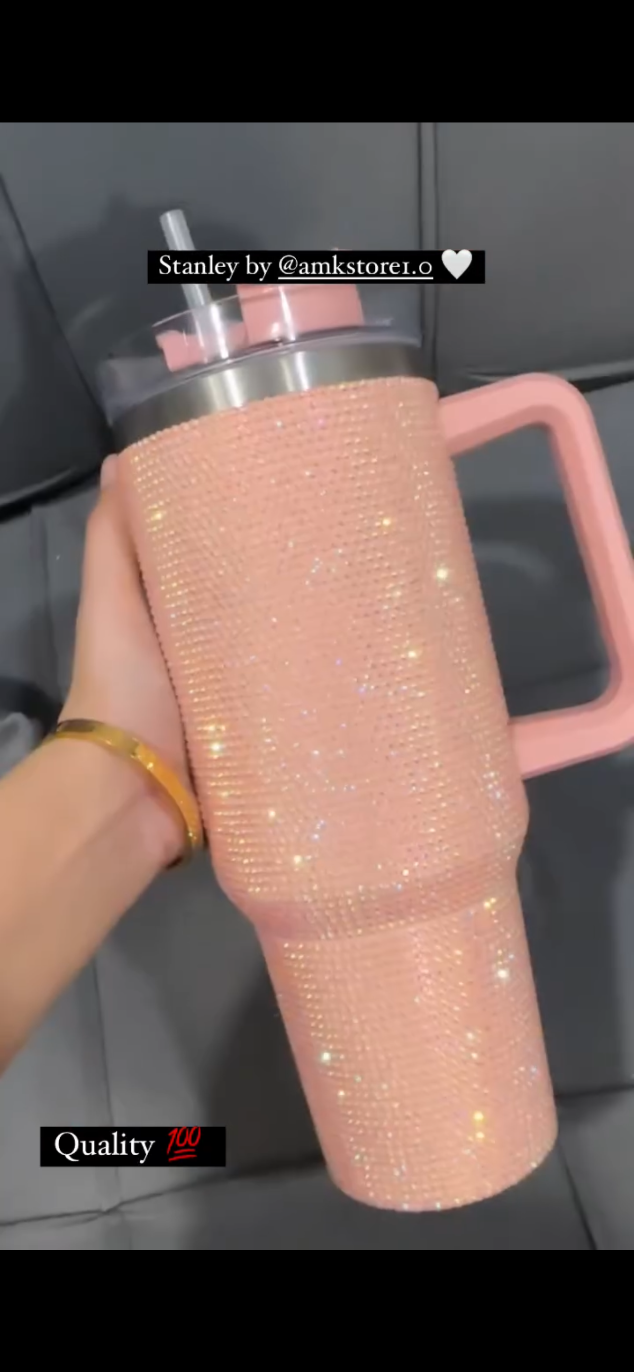 Rhinestone Tumbler 40z Light Pink