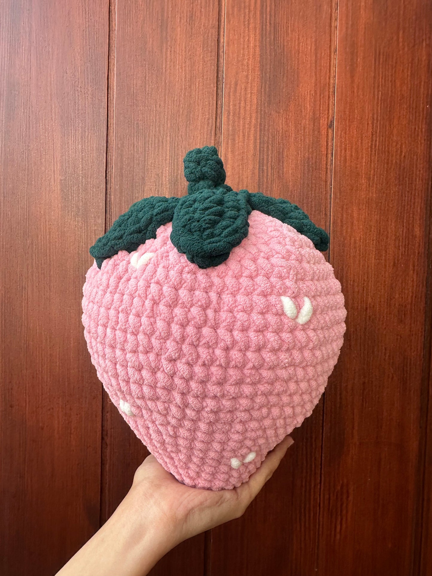 Crocheted strawberry.