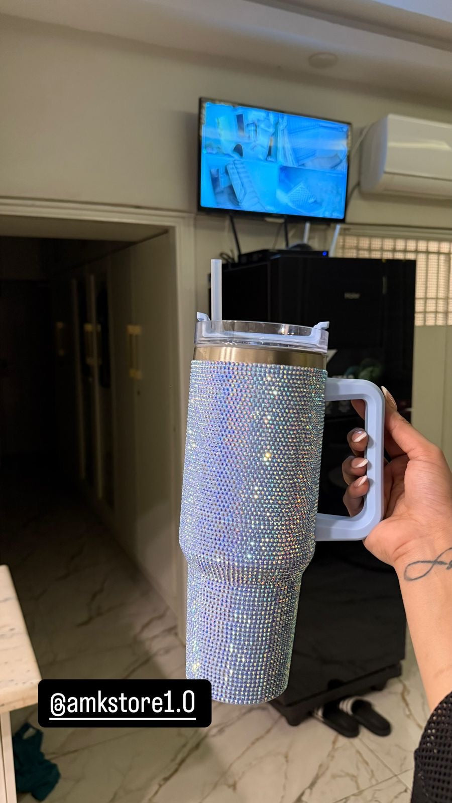 Rhinestone Tumbler 40z Blue