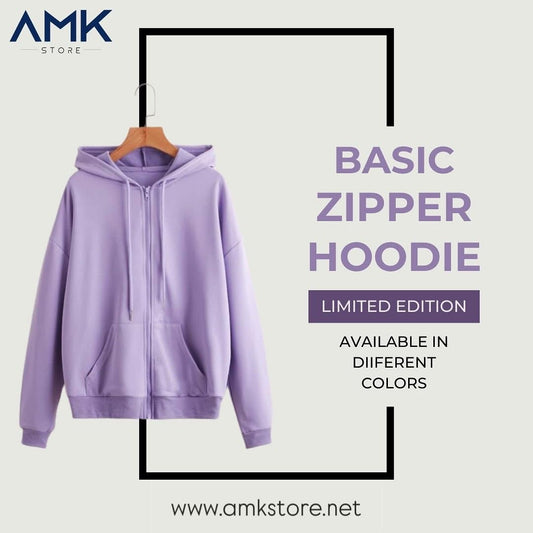 Basic Zipper Hoodie - lilac