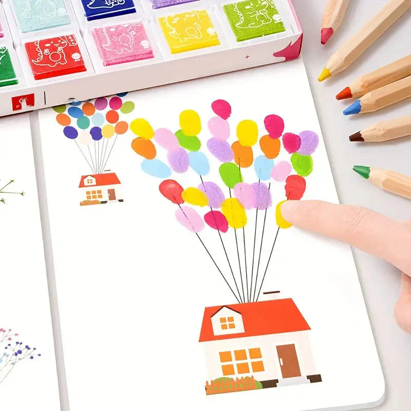 Creative Finger Painting Book for Toddlers – Doodle & Color - 24 colors with 32 cards