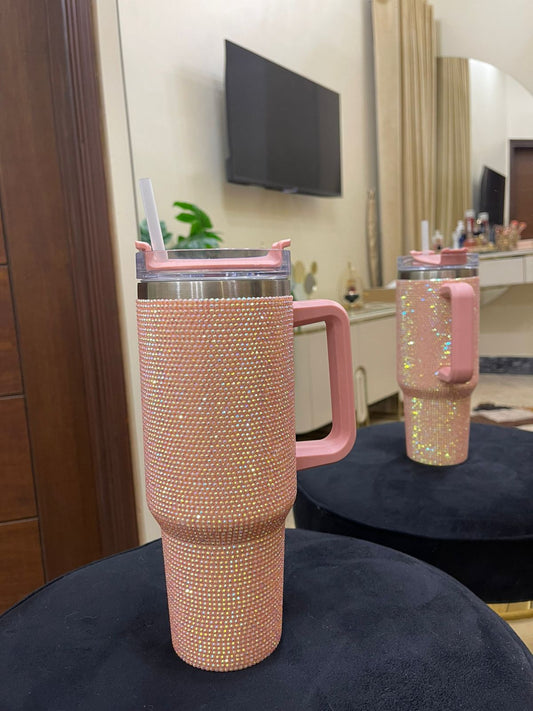 Rhinestone Tumbler 40z Light Pink
